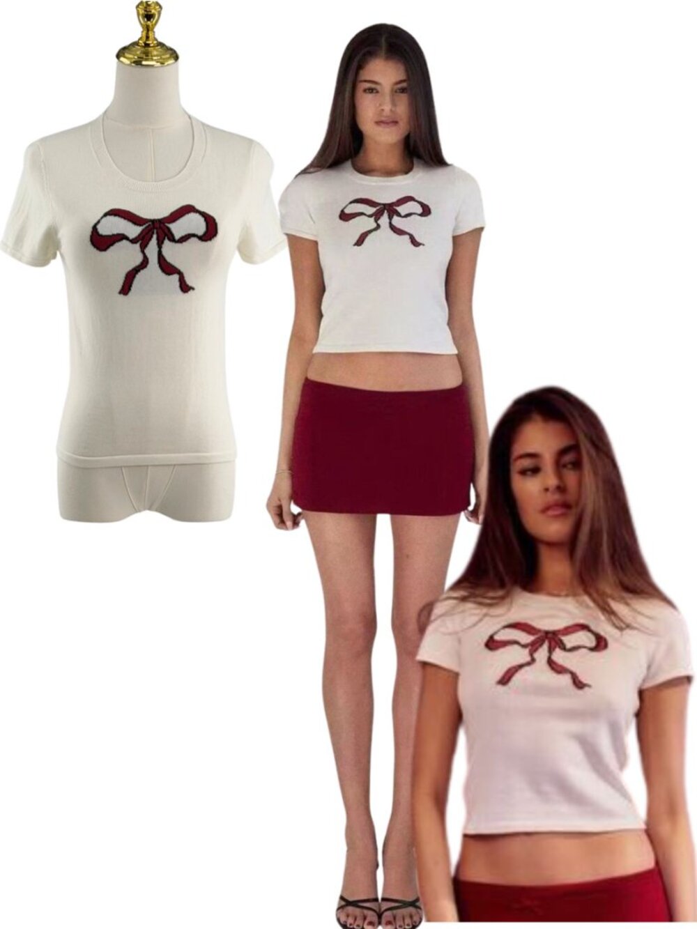 🆕 MIRROR PALAIS 🧿 NWOT The Knit Bow Tee, White - Sz M
